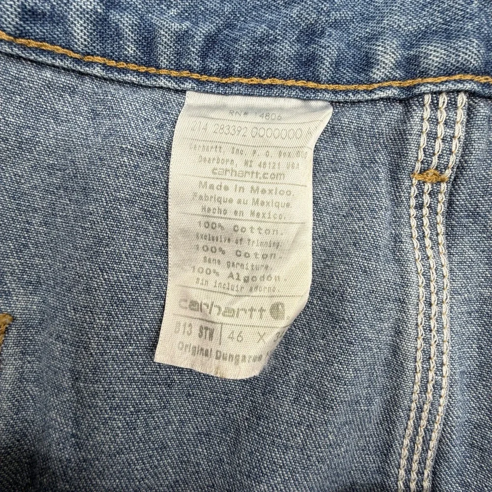 Carhartt Baggy B13 STW Blue Denim Carpenter Pants Original Dungaree Mens 46x34‎ - Picture 2 of 6